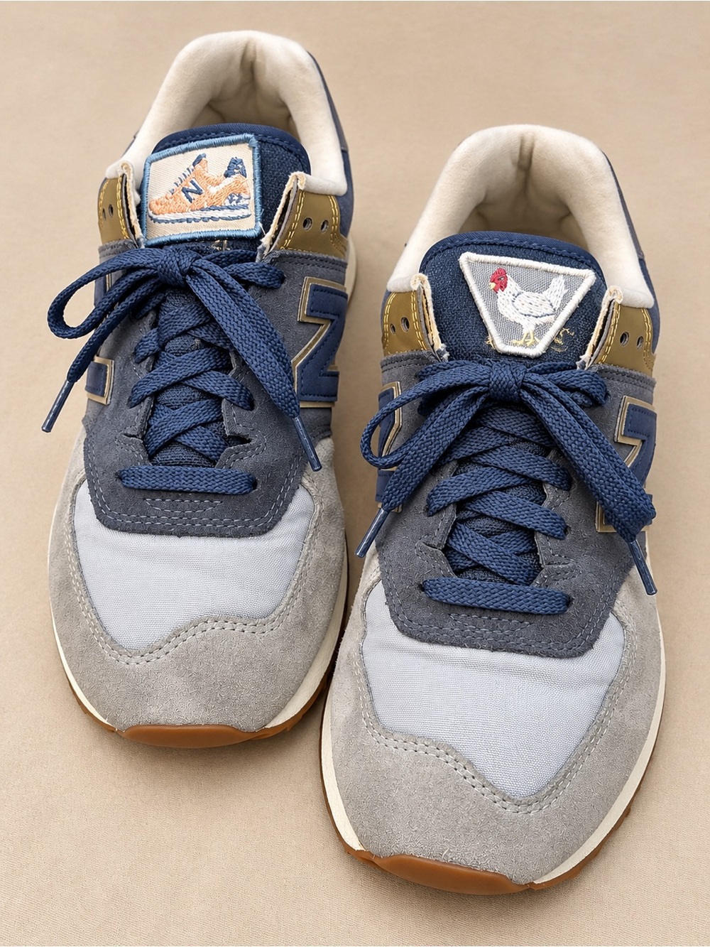 New Balance 574 Metallic Patch Blue Reflection Night Gold Women’s Sneakers Size